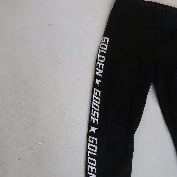 NWT Womens Golden Goose (Item- 8) Black White Logo Drawstring Leggings M - Picture 7 of 10